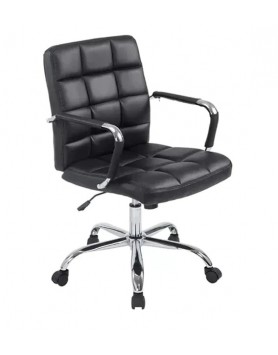 Noah Medium Back Chair in Black Leatherite